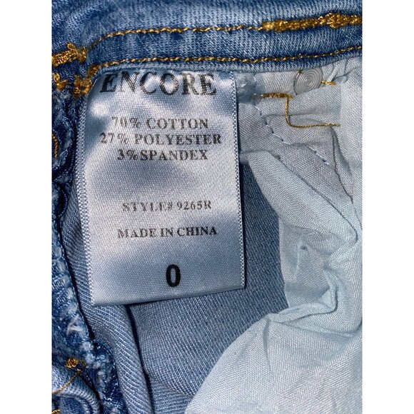 Encore Womens Distressed Light Wash Denim Jeans Size 0 - Picture 4 of 6